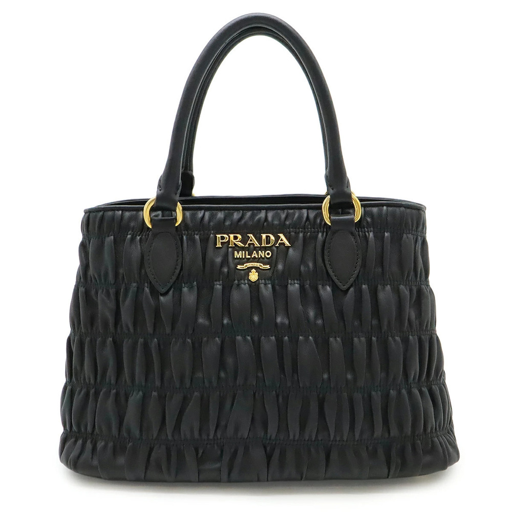Prada Handbag Crossbody Bag Gathered Leather NERO Black